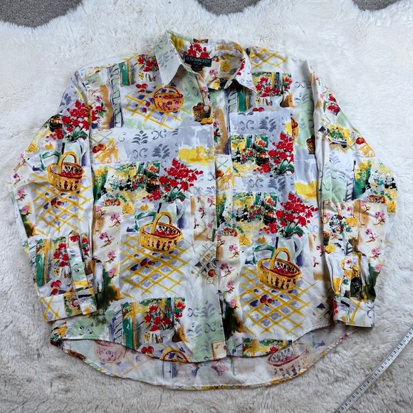 BUSHWACKER U.S.A. Large Long Sleeve Button Up Shirt 100% Cotton Garden Print - Picture 1 of 7